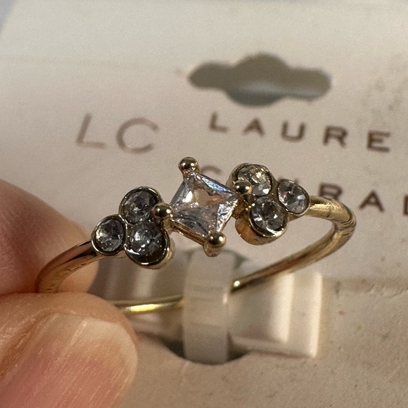 Dainty goldtone CZ ring size 9 - Picture 1 of 4